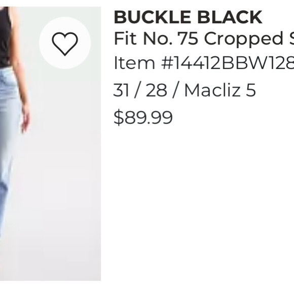 Premium Womens Buckle Black Fit 75 Light Blue Straight Crop Jeans NWOT 31x28 - Picture 3 of 4